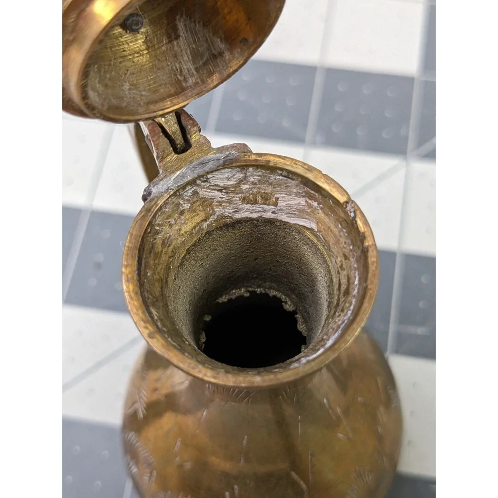 Brass Tea Pot Etched 5.75 Inch